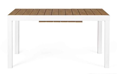 Gartentisch Elias ausziehbar, modernes Design, Polywood und Aluminium, weiß