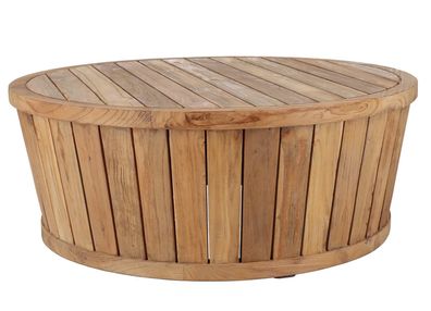 Beistelltisch Circus aus recyceltem Teakholz, rund, massiv, natur, Ø 80 cm, für