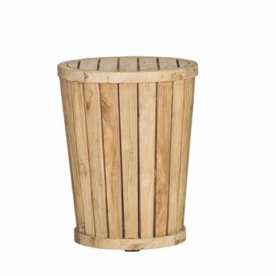 Beistelltisch Circus aus recyceltem Teakholz, rund, massiv, Natur, Ø 40 cm, für