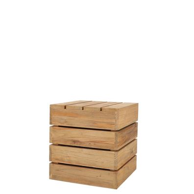 Beistelltisch aus recyceltem Teakholz, massiv und mit Rollen, quadratisch,