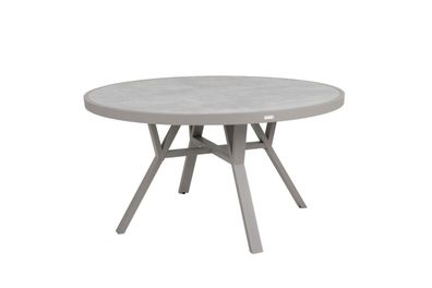 Gartenesstisch Samvaro 140 cm aus Aluminium und Glas, modern rund, beige, für