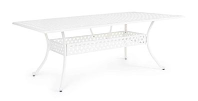 Gartentisch Ivrea aus Aluminium, klassisch rechteckig, weiß, 213x107 cm, für 6-8
