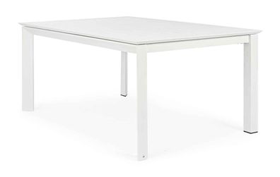 Gartentisch Konnor aus Aluminium, modern mit Ausziehfunktion, Weiß, für 6-8