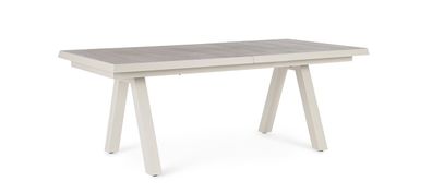 Gartentisch Krion ausziehbar, Aluminium und Keramik, modern, beige Pelikan, für