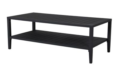 Gartencouchtisch Chelles, aus Aluminium, modern, schwarz, rechteckig, 142 cm