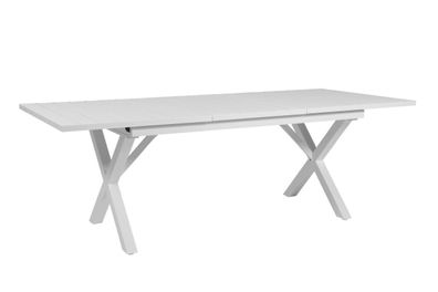 Gartenesstisch Hillmond aus Aluminium und HPL, modern, ausziehbar, weiß, für