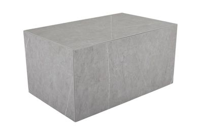 Gartencouchtisch Zten aus Aluminium mit Steinplatte, modern, grau, 80x50 cm
