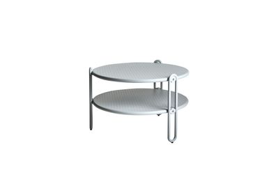Gartencouchtisch Blixt aus Aluminium, modern und rund, hellgrau, Ø 65 cm,