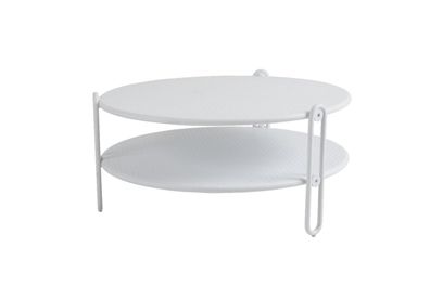 Gartencouchtisch Blixt aus Aluminium, modern rund, weiß, 85 cm Durchmesser