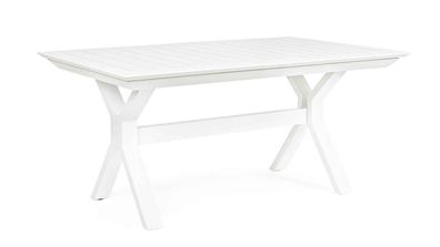 Gartentisch Kenyon aus Aluminium, modern ausziehbar, weiß, für 8-10 Personen, 180-240