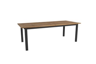 Gartenesstisch Lyon aus Aluminium und Teak, modern, ausziehbar 224-304 cm, schwarz na
