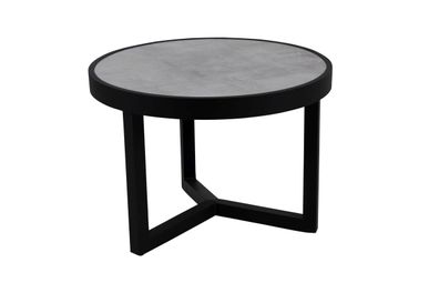 Gartencouchtisch Itonda aus Glas und Aluminium, modern rund, grau, Ø 60 cm, Brafab