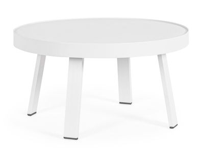 Couchtisch Spyro aus Aluminium, rundes Design für Outdoor, weiß, Ø 71 cm,