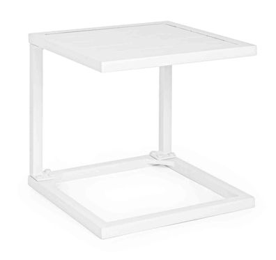 Beistelltisch Hilde aus Aluminium, modern, quadratisch, weiß, ideal für