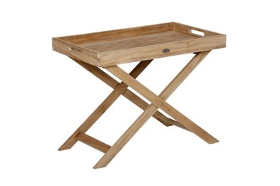 Gartenbeistelltisch Turin aus Teakholz, klassisch und klappbar, Low, natur,