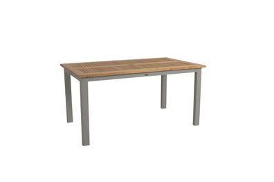 Gartenesstisch Lyon aus Teakholz und Aluminium, modern, beige, ausziehbar für