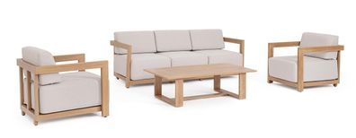 Garten-Set Theseus Aluminium, modern, Outdoor, natur, 4-teilig mit abziehbaren