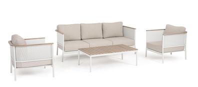 Garten-Set Ulises aus Aluminium, modern und wetterfest, weiß sand, für 4