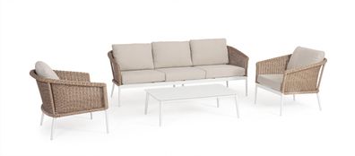 Garten-Set Oceana aus Aluminium und Olefin, modern skandinavisch, weiß
