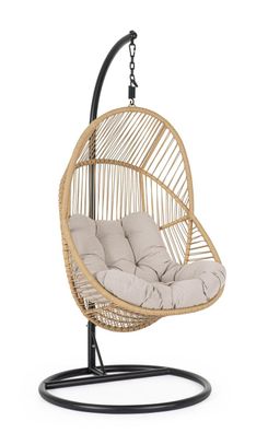 Hängesessel Martinicia aus Metall, modernes Design, Natur, gepolstert, Outdoor