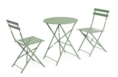 Garten-Set Austin Metall klappbar, klassisch, grün, mit 2 Stühlen und Tisch,