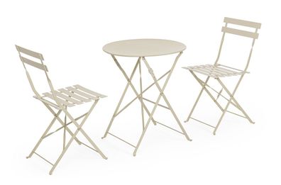 Garten-Set Austin Metall, klassisch klappbar, beige gips, Stühle und Tisch für