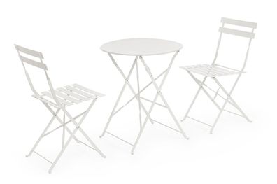 Garten-Set Austin Metall, klassisch klappbar, Weiß, 2 Stühle & 1 Tisch,