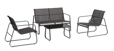 Garten-Set Gonzalo Metall und Textilene, modern und robust, anthrazit, 4-teilig