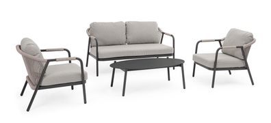 Garten-Set Miravet Aluminium, modern gepolstert, anthrazit taupe, abnehmbarer