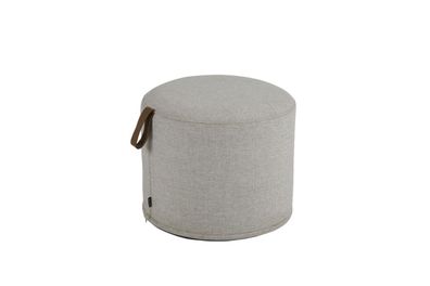 Gartenpouf Kotte aus Olefin-Stoff, rund und wetterfest gepolstert, sandfarben, 50 cm