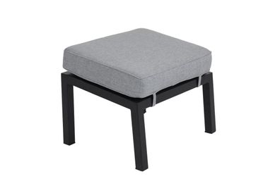 Gartenhocker Belfort mit Kissen No.1, aus Aluminium und Olefin-Stoff, modern, schwarz