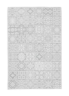 Outdoor-Teppich Shiraz Kunststoff, klassisch, grau weiß, 150x210 cm, rechteckig