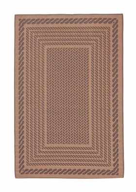 Outdoor-Teppich Kashan aus Kunststofffasern, modern und pflegeleicht, Braun,