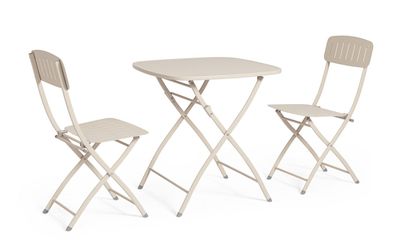 Garten-Set Yvonne aus Metall, klassisch, klappbar, champagner beige, für Outdoor