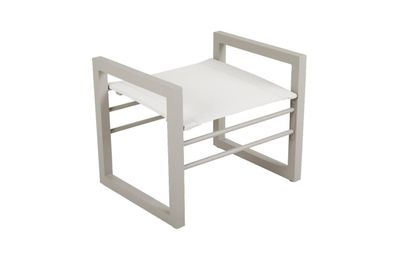 Gartenhocker Vevi aus Aluminium, modern und wetterfest, in Beige, ideal für Outdoor