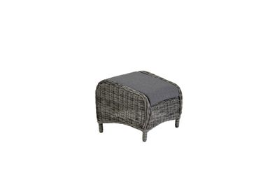 Gartenhocker Rosita von Brafab aus Kunst-Rattan, klassisch, mit Kissen, grau