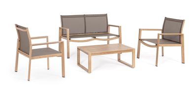 Garten-Set Kallen aus Aluminium, modern, 4-teilig, natur, pflegeleicht und