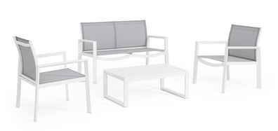 Garten-Set Kallen aus Aluminium, modern, Weiß, 4-teilig mit Sofa, Sesseln und