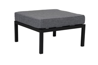 Gartenhocker Weldon mit Kissen, aus Aluminium und Olefin-Stoff, modern, schwarz,