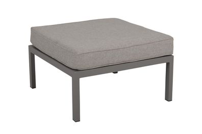 Gartenhocker Weldon mit Kissen aus Aluminium und Olefin-Stoff, modern, beige,