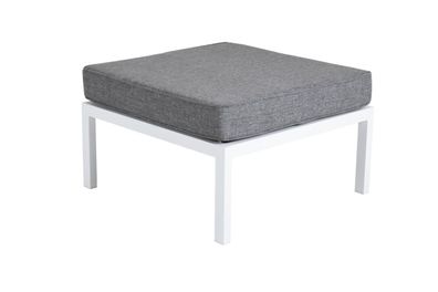 Gartenhocker Weldon mit Kissen aus Aluminium, modern, weiß, quadratisch, outdoor