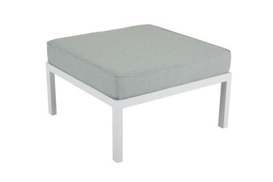 Gartenhocker Weldon mit Kissen aus Aluminium, modern, hellgrau, outdoor geeignet