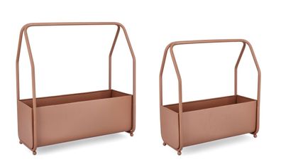 Blumenkasten Keyra 2er-Set aus Metall, modern, Braun, pulverbeschichtet für