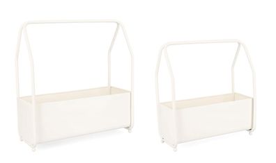 Blumenkasten Keyra 2er-Set aus Metall, modern, Weiß, pulverbeschichtet für
