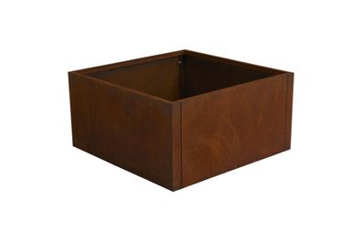 Blumentopf Kummin aus Cortenstahl, modern mit Entwässerungsloch, rostbraun,