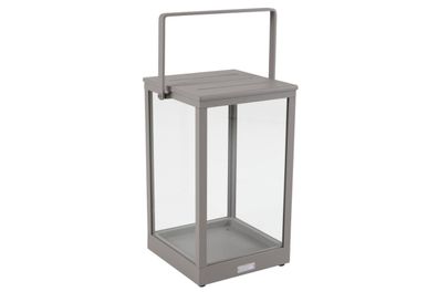 Windlicht Belfort aus Aluminium und Glas, modern, beige, quadratisch, große
