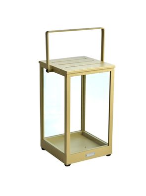 Windlicht Belfort aus Aluminium und Glas, modern, in Lemon Gelb, großes Design,