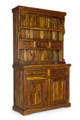Schrank Chateaux aus Akazienholz, klassisch massiv, 190 cm hoch, natur, mit 5