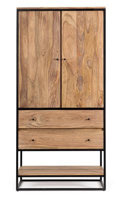 Schrank Nartan aus Sheesham-Holz, modernes Design, natur, 90 cm breit,