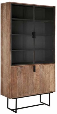 Vitrinenschrank Odeon, Teak und Metall, Industrial Design, naturfarben, 4